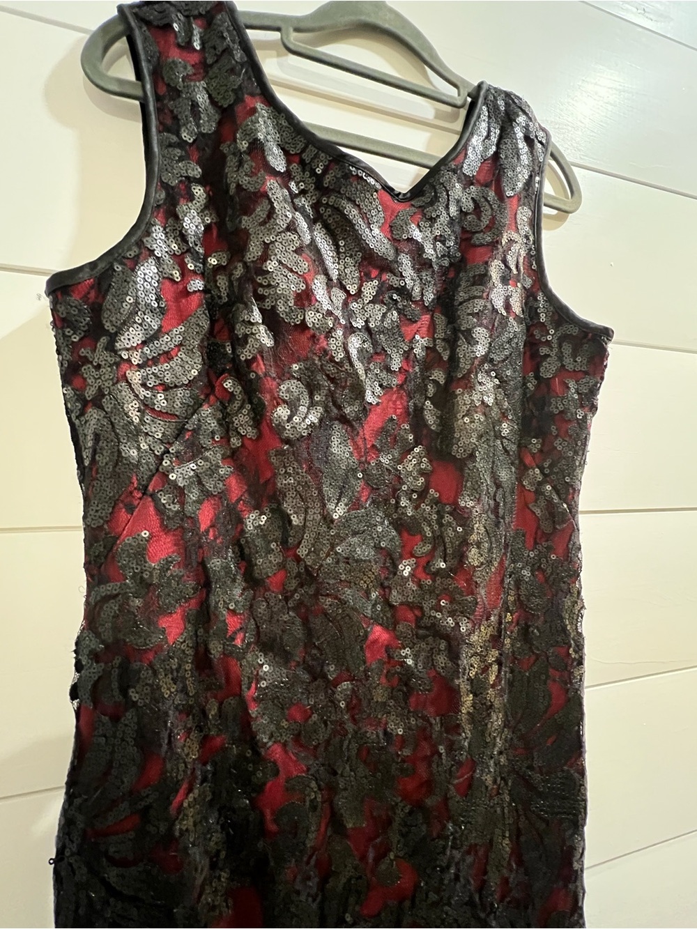 Cache Red and Black Sequin Lace Midi Dress - special occasion dress - night out